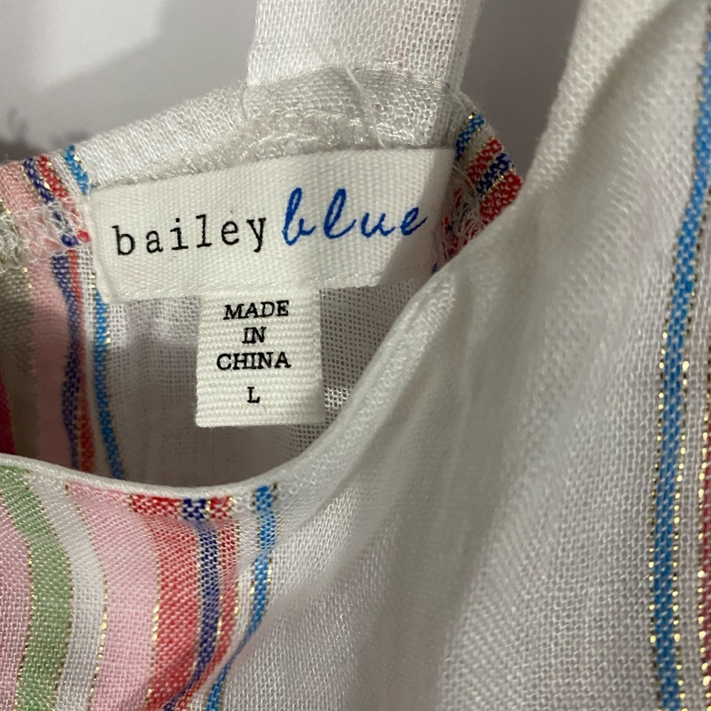 Bailey Blue | Metallic Stripe Lace-Up Mini Dress - Summer Vacation Feminine - Picture 7 of 8